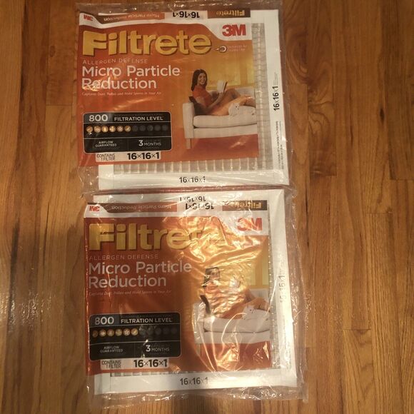 2 Filtrete 3M, 14x18x1 800 MPR Micro Particle Reduction HVAC Air Filters - Picture 1 of 1